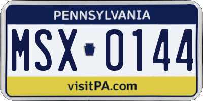 PA license plate MSX0144