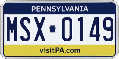 PA license plate MSX0149