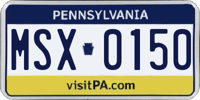 PA license plate MSX0150