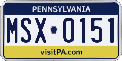 PA license plate MSX0151