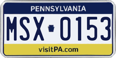 PA license plate MSX0153
