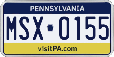 PA license plate MSX0155