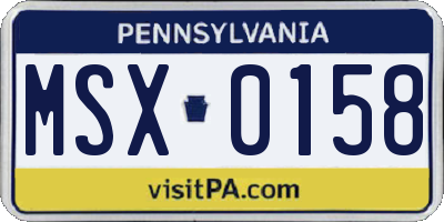 PA license plate MSX0158