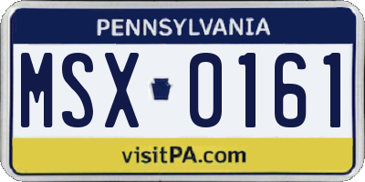 PA license plate MSX0161