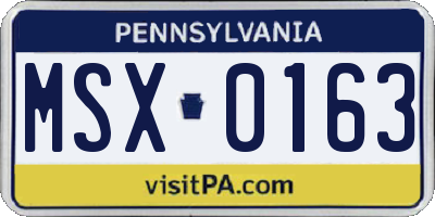 PA license plate MSX0163