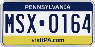 PA license plate MSX0164