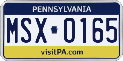 PA license plate MSX0165