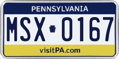 PA license plate MSX0167