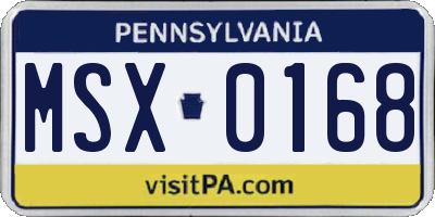 PA license plate MSX0168