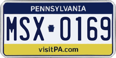 PA license plate MSX0169