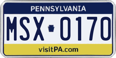 PA license plate MSX0170