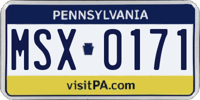 PA license plate MSX0171