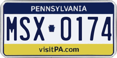 PA license plate MSX0174