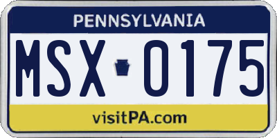 PA license plate MSX0175