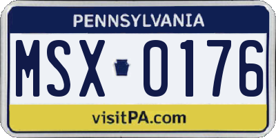 PA license plate MSX0176