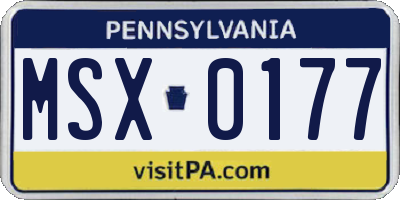 PA license plate MSX0177