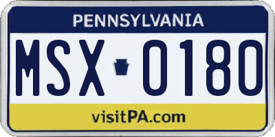 PA license plate MSX0180