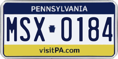 PA license plate MSX0184