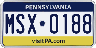 PA license plate MSX0188