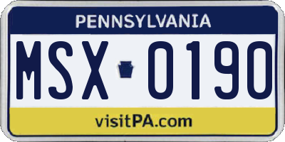 PA license plate MSX0190