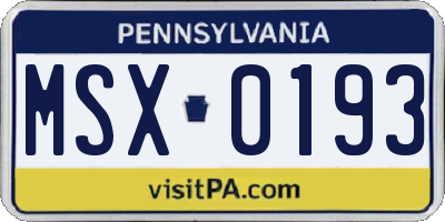 PA license plate MSX0193