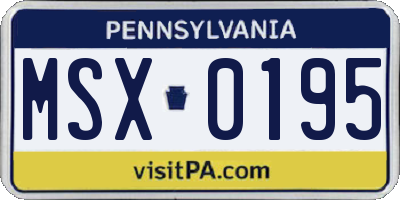 PA license plate MSX0195