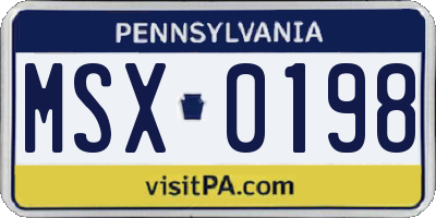 PA license plate MSX0198