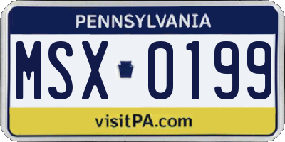 PA license plate MSX0199