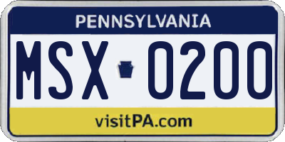 PA license plate MSX0200