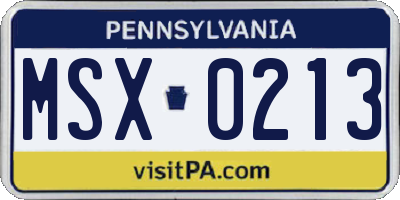 PA license plate MSX0213