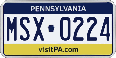 PA license plate MSX0224
