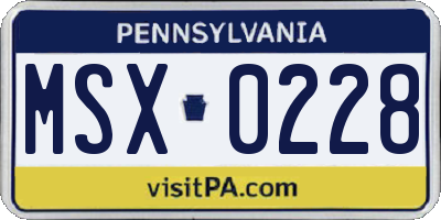 PA license plate MSX0228