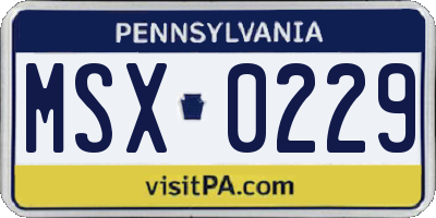 PA license plate MSX0229