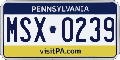 PA license plate MSX0239