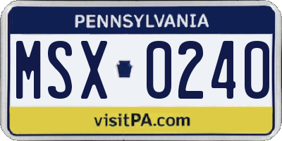 PA license plate MSX0240