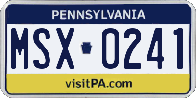 PA license plate MSX0241