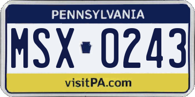 PA license plate MSX0243