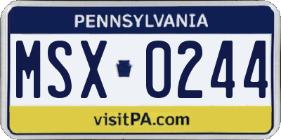 PA license plate MSX0244