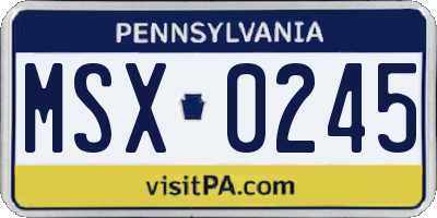 PA license plate MSX0245