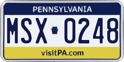 PA license plate MSX0248