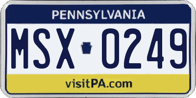 PA license plate MSX0249