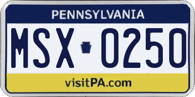 PA license plate MSX0250