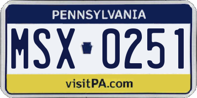 PA license plate MSX0251