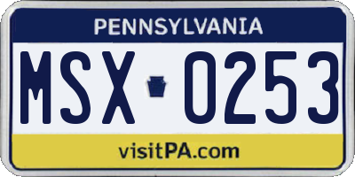 PA license plate MSX0253