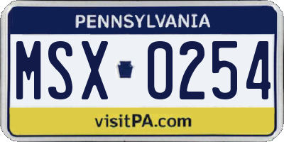 PA license plate MSX0254