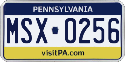 PA license plate MSX0256