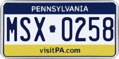 PA license plate MSX0258
