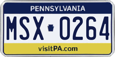 PA license plate MSX0264
