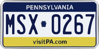 PA license plate MSX0267