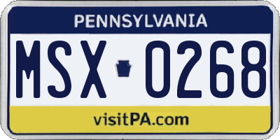 PA license plate MSX0268